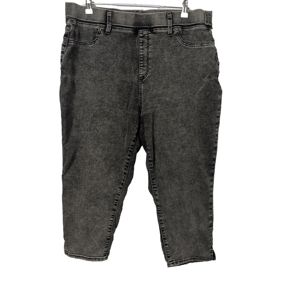 Terra & Sky Women's 1X Pull On Faded Black Capri Jeans Rocker Rockabilly Sexy - Picture 1 of 9